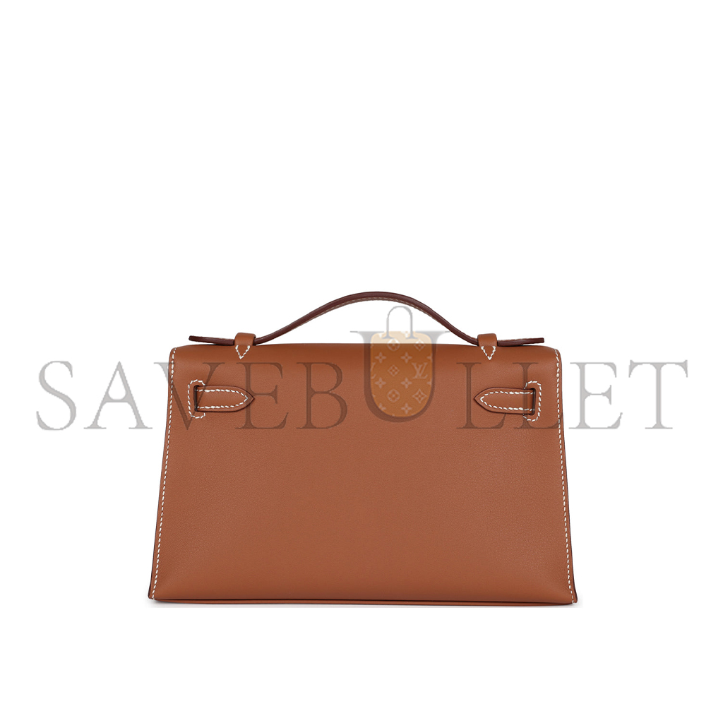 HERMES KELLY POCHETTE GOLD SWIFT GOLD HARDWARE (22*14*7cm) 